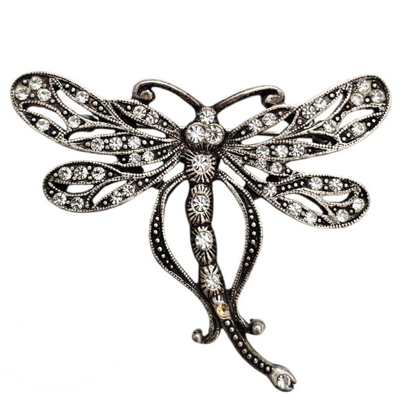 Sweet Romance Butterfly Brooch Clear Rhinestone Silver Tone Pin, Signed - Picture 10 of 10